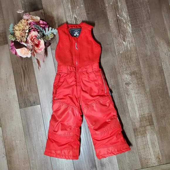 Kamik Kids Storm Snow Bib Pants with Fleece Bib Red Size 2 24m EUC - Picture 2 of 15